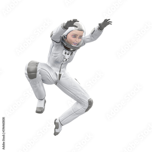 astronaut girl is falling down