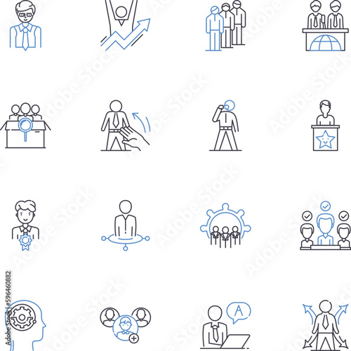 Manly occupation line icons collection. Carpenter, Mechanic, Electrician, Welder, Plumber, Builder, Roofer vector and linear illustration. Mason,Foreman,Engineer outline signs set Generative AI