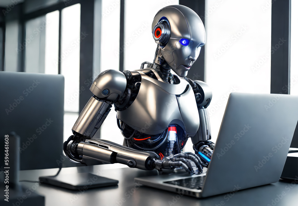 Cyborg robot humanoid artificial intelligence chat conversation automation, technology, innovation Cyborg robot humanoid artificial intelligence chat conversation automation, technology, innovation