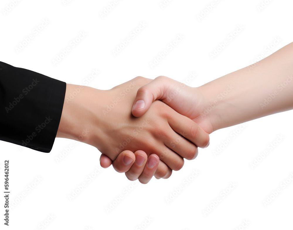 Handshake in transparent background. Generative AI. Handshake in transparent background. Generative AI.
