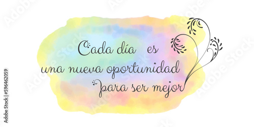 Motivational Phrase in spanish Affirmation and Lettering about Reaching a Goal and Believing in Yourself on Colorful Watercolor Background