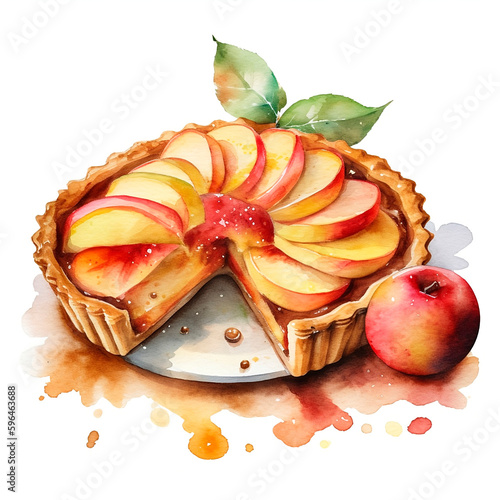 Watercolor Crostata di mele
