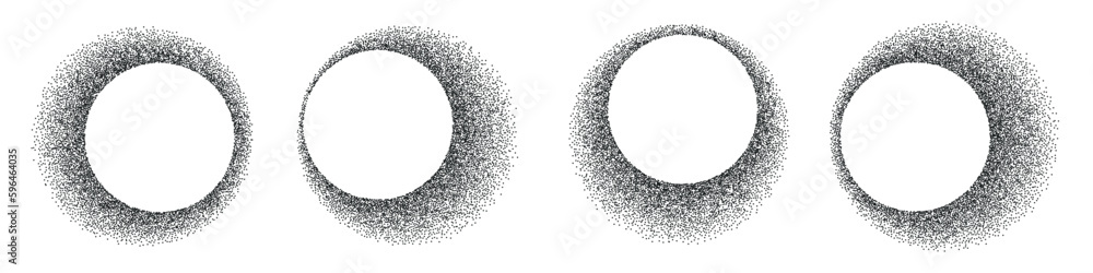 Circles with noise texture set. Stipple shadows .Grain gradient in figures collection. Flat Vector isolated illustration Circles with noise texture set. Stipple shadows .Grain gradient in figures collection. Flat Vector isolated illustration