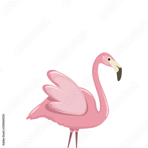 Fototapeta Naklejka Na Ścianę i Meble -  Pink flamingo. Exotic tropical bird. Zoo animal collection. Cute cartoon character. Decoration element. Flat design