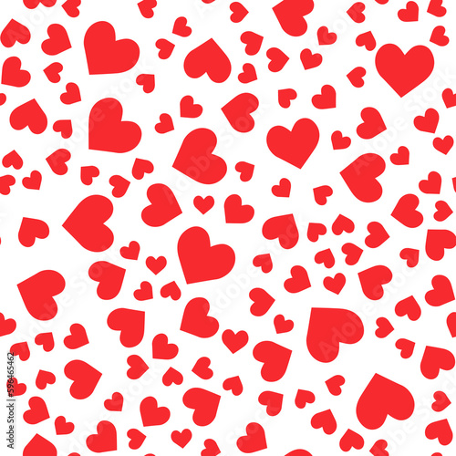 Transparent seamless red hearts background.