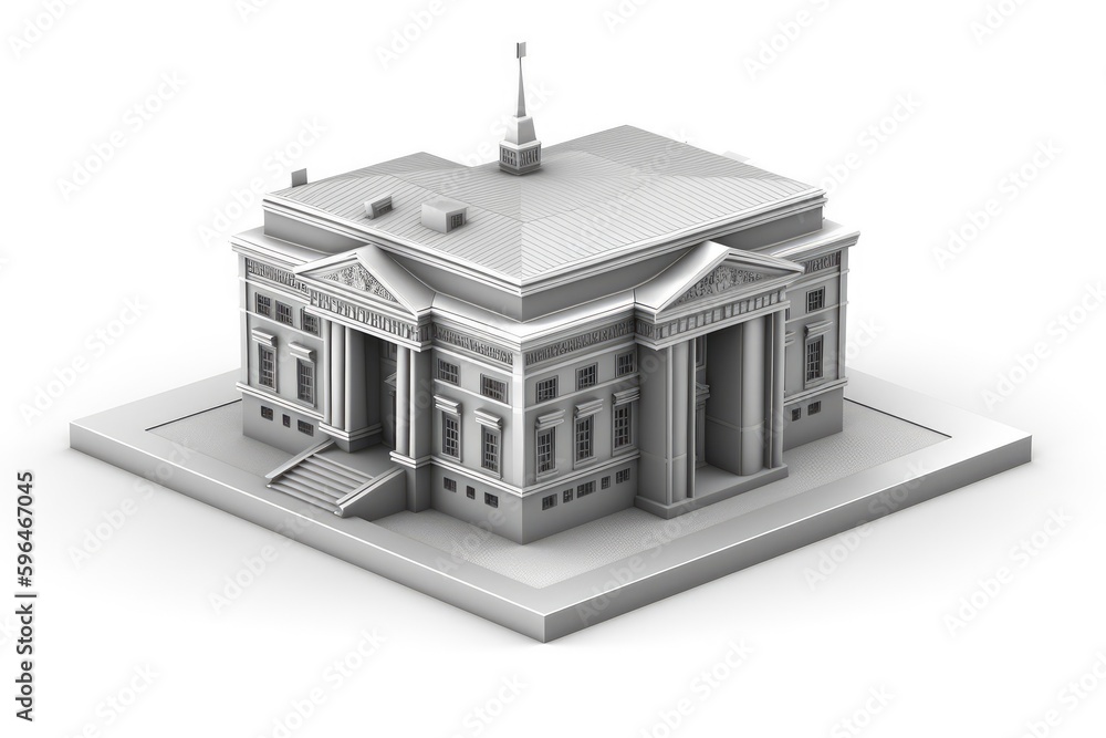 the White House 3D model on a blank white background. Generative AI ...