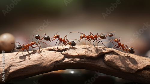 teamwork, team of ants costructing bridge, Generative Ai © oldwar