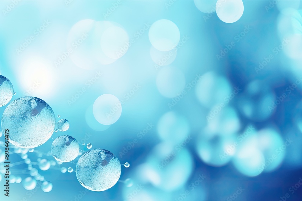 close-up of blue water droplets on a textured background. Generative AI close-up of blue water droplets on a textured background. Generative AI