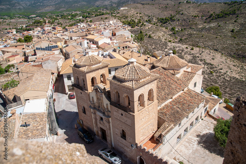 Panoramic of the population of Aledo and surroundings, Murcia, Spain.
General view with the church in the foreground from the defensive tower of the city