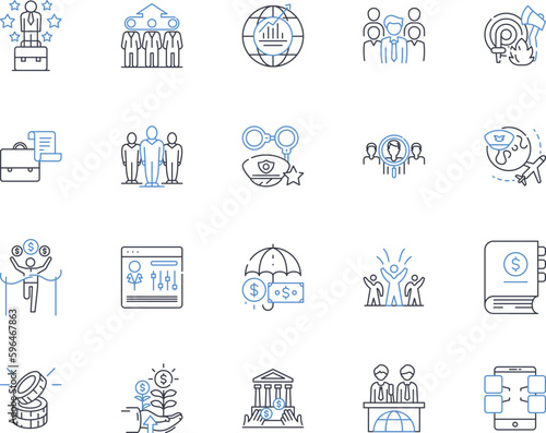 Cloud marketing line icons collection. Scalability, Flexibility, Agility, Integration, Automation, Optimization, Analytics vector and linear illustration. Generative AI