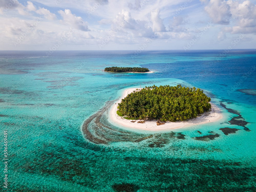 aerial view of san andres island in Colombia, sea of seven colors