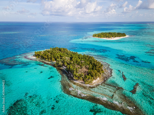 aerial view of san andres island in Colombia  sea of       seven colors