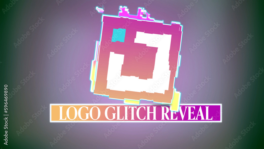 Pixel Logo Glitch Reveal Stock Template | Adobe Stock