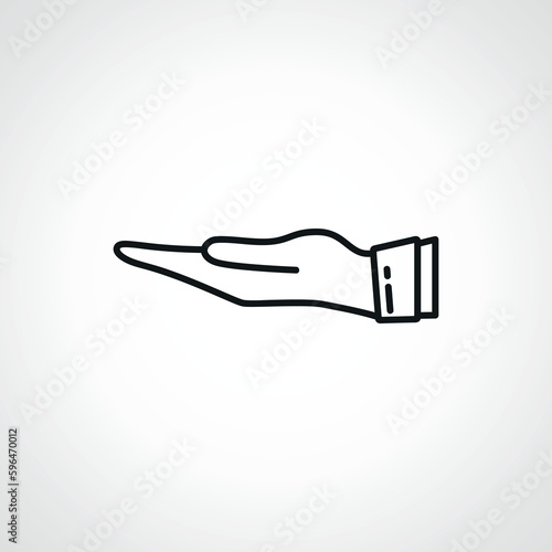 Open Palm Hand Icon. begging hand line icon