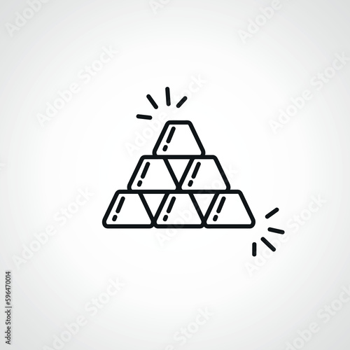 gold ingots outline icon. gold bar line icon.