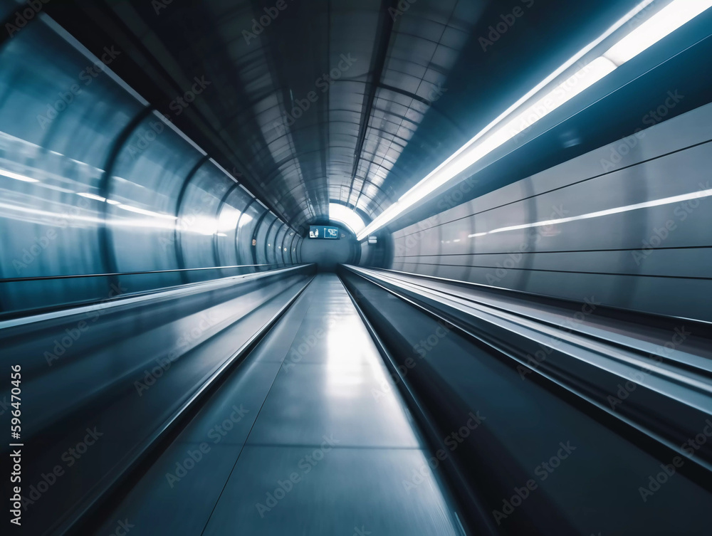 moving escalator in subway station