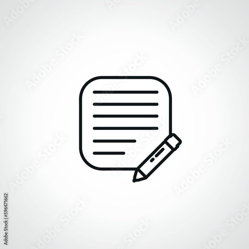 document line icon. line note paper outline icon