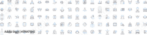 Company procedures line icons collection. Streamline, Consistency, Compliance, Integration, Efficiency, Standardized, Automation vector and linear illustration. Generative AI