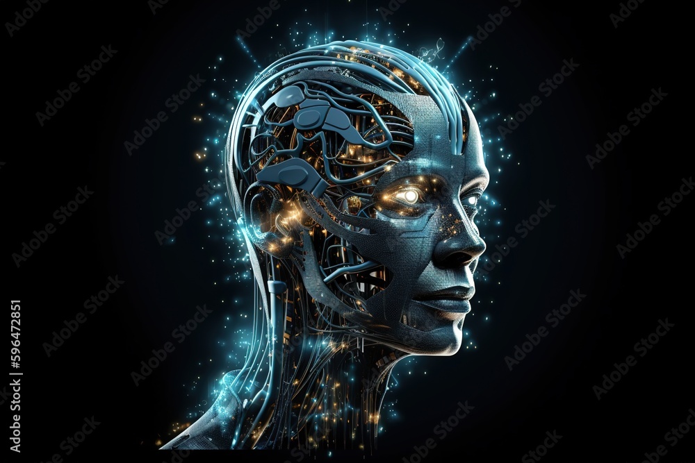futuristic android head futuristic android head