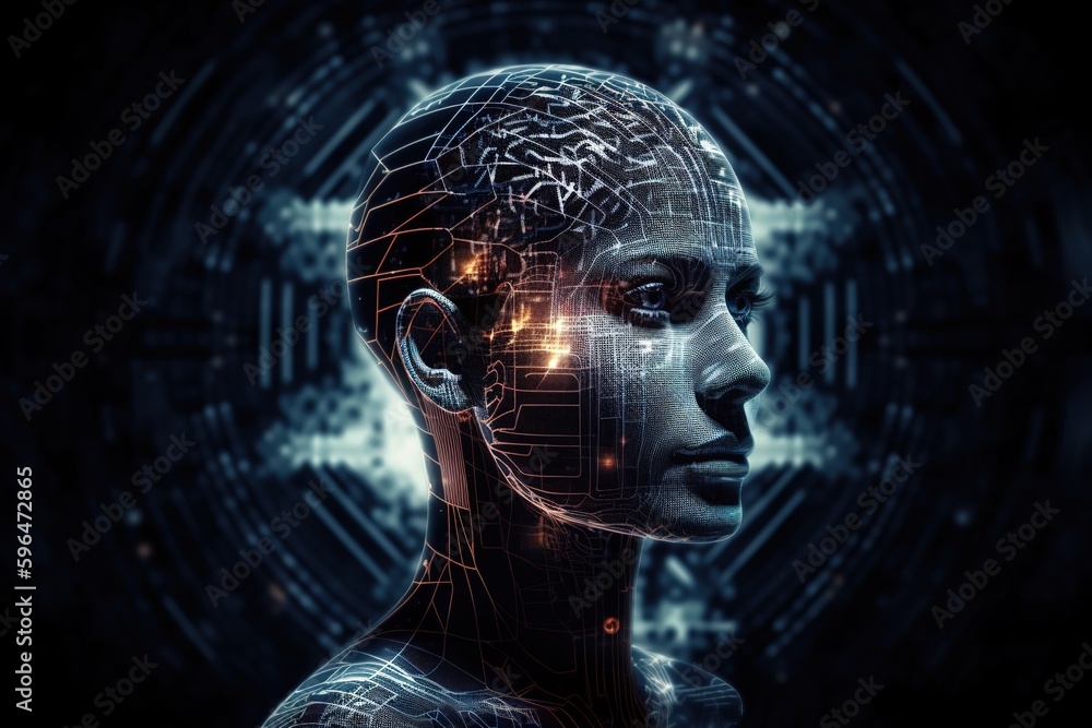 futuristic android head futuristic android head