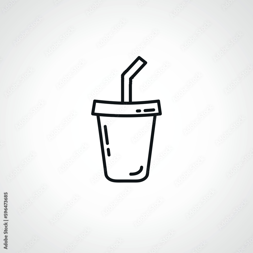 soda outline icon. soda in a disposable glass with a straw line icon. soda outline icon. soda in a disposable glass with a straw line icon.