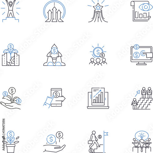 Workflow improvement line icons collection. Efficiency, Streamlining, Automation, Optimization, Productivity, Collaboration, Simplification vector and linear illustration. Generative AI