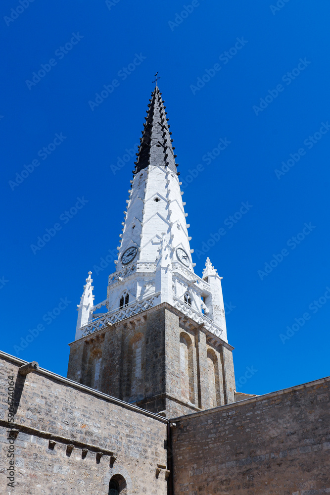 Charente-Maritime - Ars-en-Ré - Eglise Saint-Etienne - Clocher façade Nord-Ouest