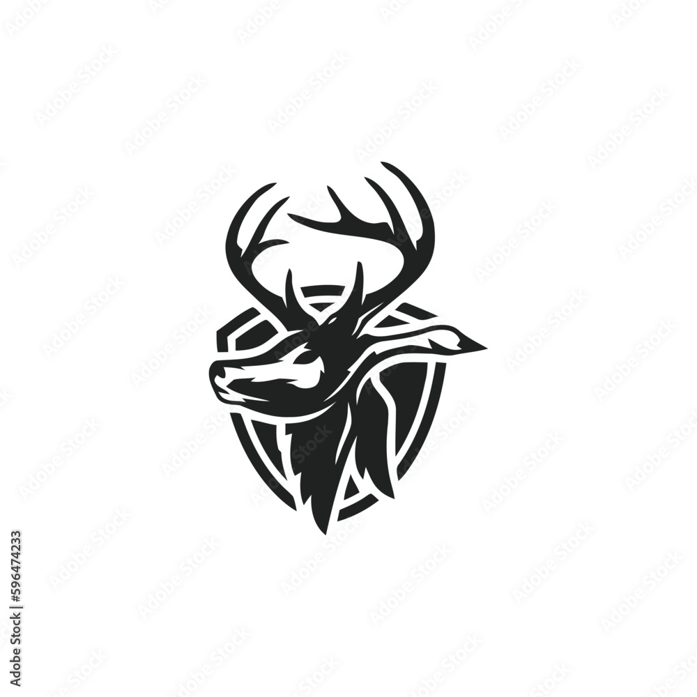 Naklejka premium hunting Deer and Duck minimalist logo design