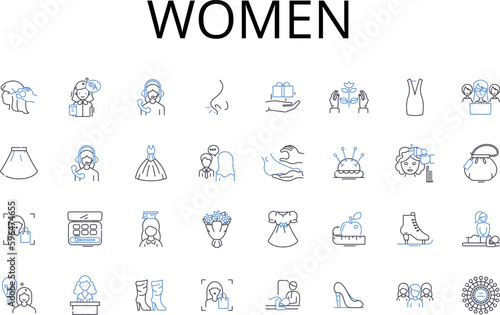 Women line icons collection. Men, Ladies, Gals, Females, Damsels, Chicks, Babes vector and linear illustration. Girls,Wives,Mothers outline signs set Generative AI