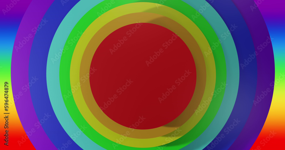 Image of colourful circles over rainbow background Image of colourful circles over rainbow background