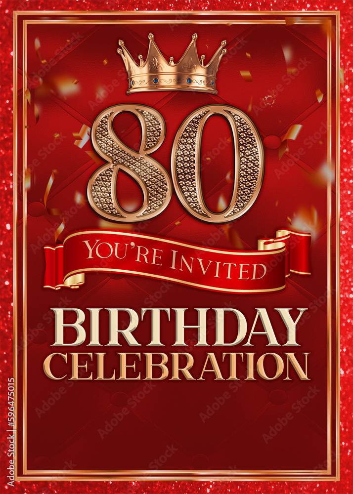 80th Red Birthday Celebration Invitation Template Design 80th Red Birthday Celebration Invitation Template Design
