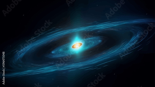 Vector logo of a quasar on a colorful background of space.	