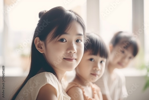 young child teen girl with ...
