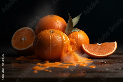 3D model of beta-carotene orange pigment. Generative AI photo