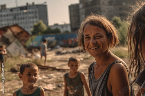 mother with children, ficti...