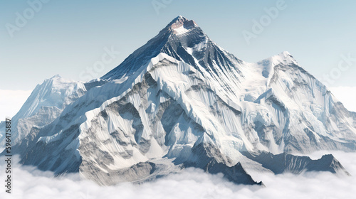 Mount Everest isolated on white background. Generative AI
