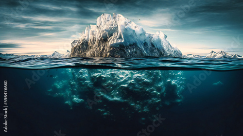 A picture of an iceberg that is floating in a lake