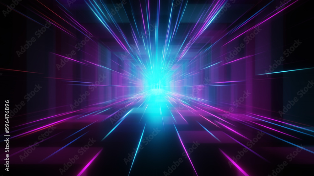 Rounded pink blue neon lines, glowing in the dark. Abstract minimalist geometric background Cyber space. Futuristic wallpaper Generative AI Rounded pink blue neon lines, glowing in the dark. Abstract minimalist geometric background Cyber space. Futuristic wallpaper Generative AI