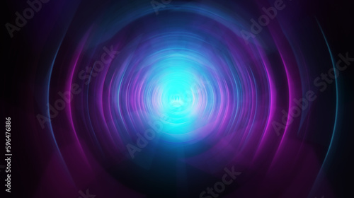 Rounded pink blue neon lines, glowing in the dark. Abstract minimalist geometric background Cyber space. Futuristic wallpaper Generative AI