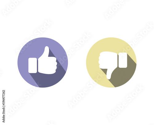 Like and dislike icon, thumb up and thumb down symbols