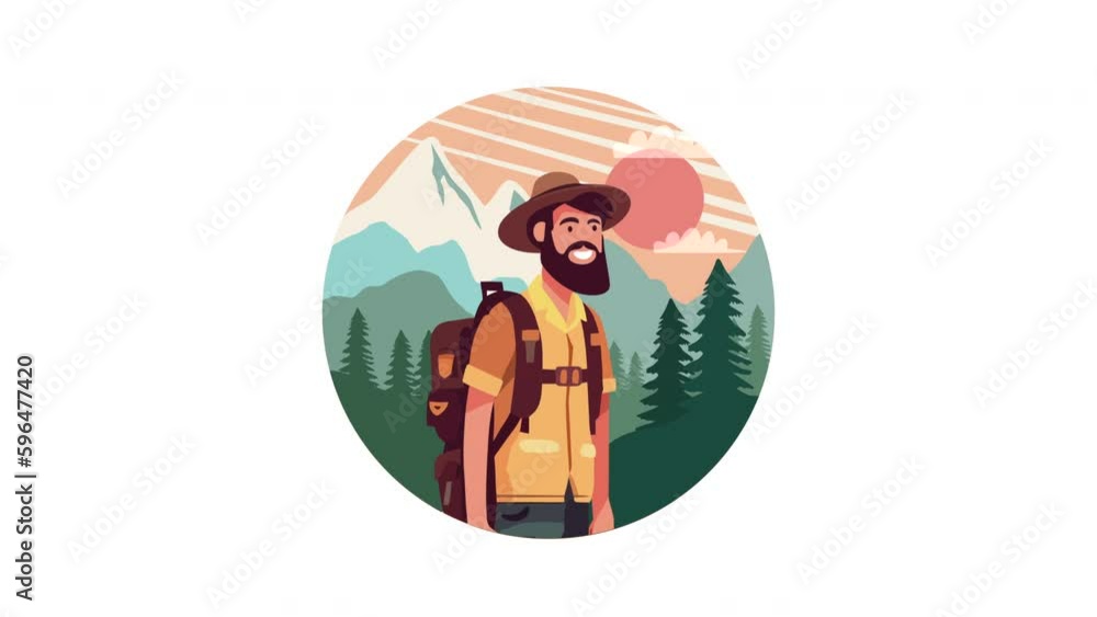 bearded traveler man with hat animation bearded traveler man with hat animation