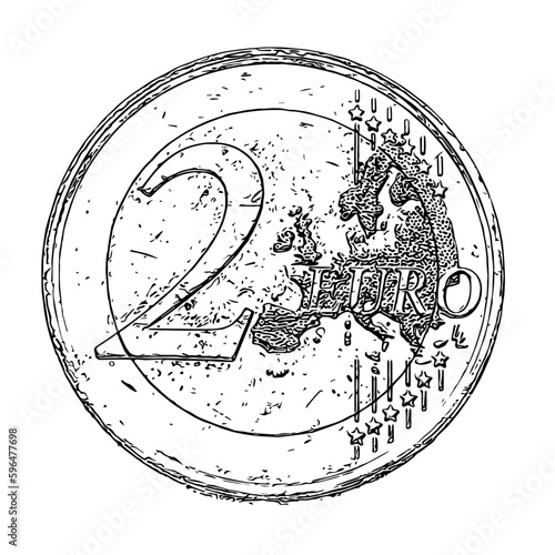 Vector grunge texture of a worn euro coin, distressed and abstract. Great for design overlays and backgrounds