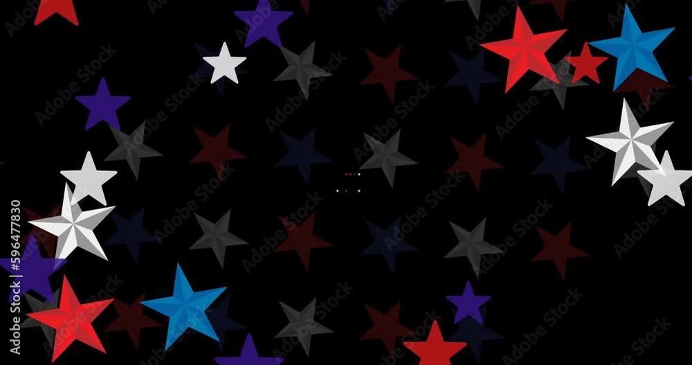 Animation of stars of united states of america on black background Animation of stars of united states of america on black background