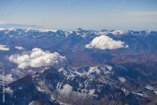 Andes Mountains  Argentina Chile  aerial view.