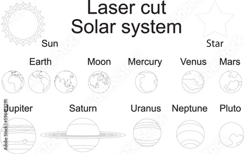 Solar system planets Laser cut vector template home decor woodwork diy crafts