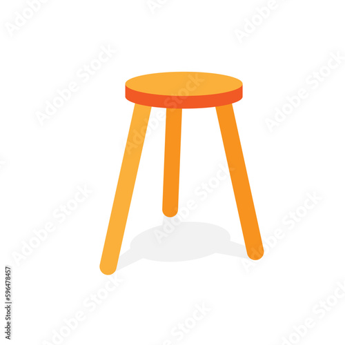 Three-legged stool simple icon. Clipart image isolated on white background