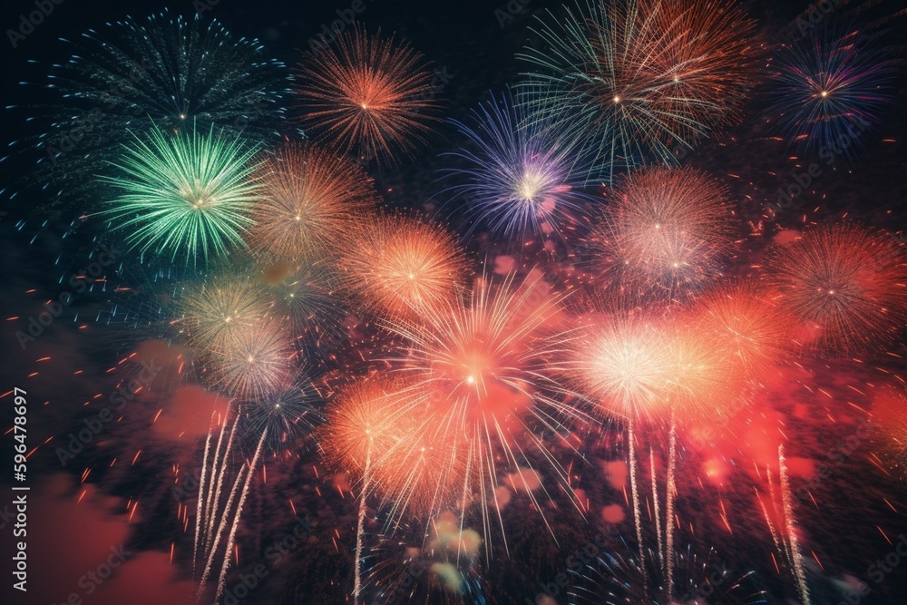 Stunning colorful fireworks. Generative AI