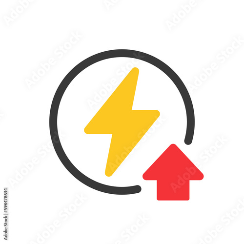 Increased energy use icon. Clipart image isolated on white background