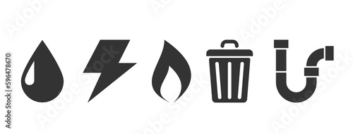 Utility bill icon set. Clipart image isolated on white background