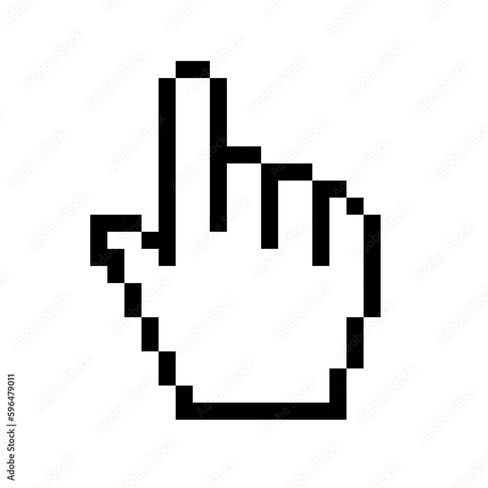 Pixel hand pointer mouse cursor icon. Clipart image isolated on white background Pixel hand pointer mouse cursor icon. Clipart image isolated on white background